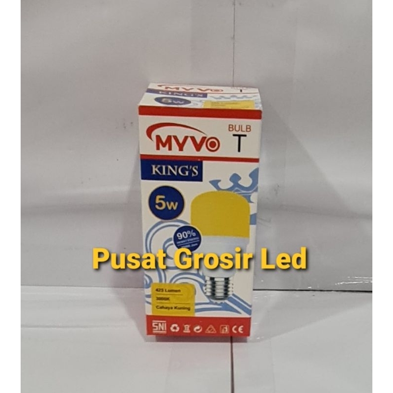 Lampu Led MYVO KING'S 5 Watt 5W Cahaya Putih 6500K &amp; Cahaya Kuning 3000K Garansi 1 Tahun