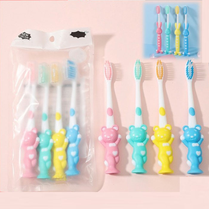 Sikat Gigi Anak Extra Soft Travel Toothbrush Double Care Sikat Gigi Halus Lembut Karakter Beruang Lucu Import Murah