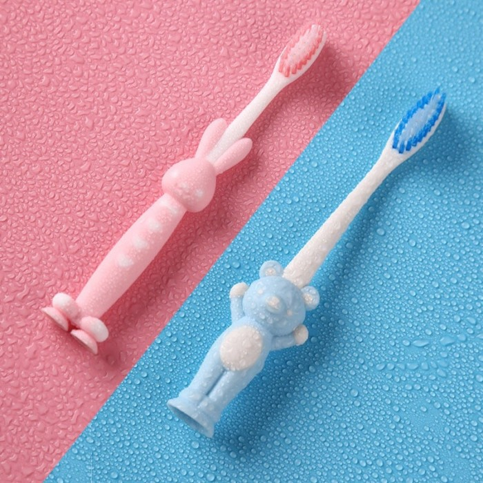 Sikat Gigi Anak Extra Soft Travel Toothbrush Double Care Sikat Gigi Halus Lembut Karakter Beruang Lucu Import Murah