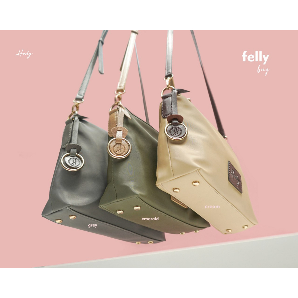 Tas Wanita Selempang Kekinian HODY Felly Bag Sling Bag Premium Waterproof All Colors Black Brown Ivory Emerald Pumkin Mocca Grey Salem Red Darkred Olive Sky Navy Cream