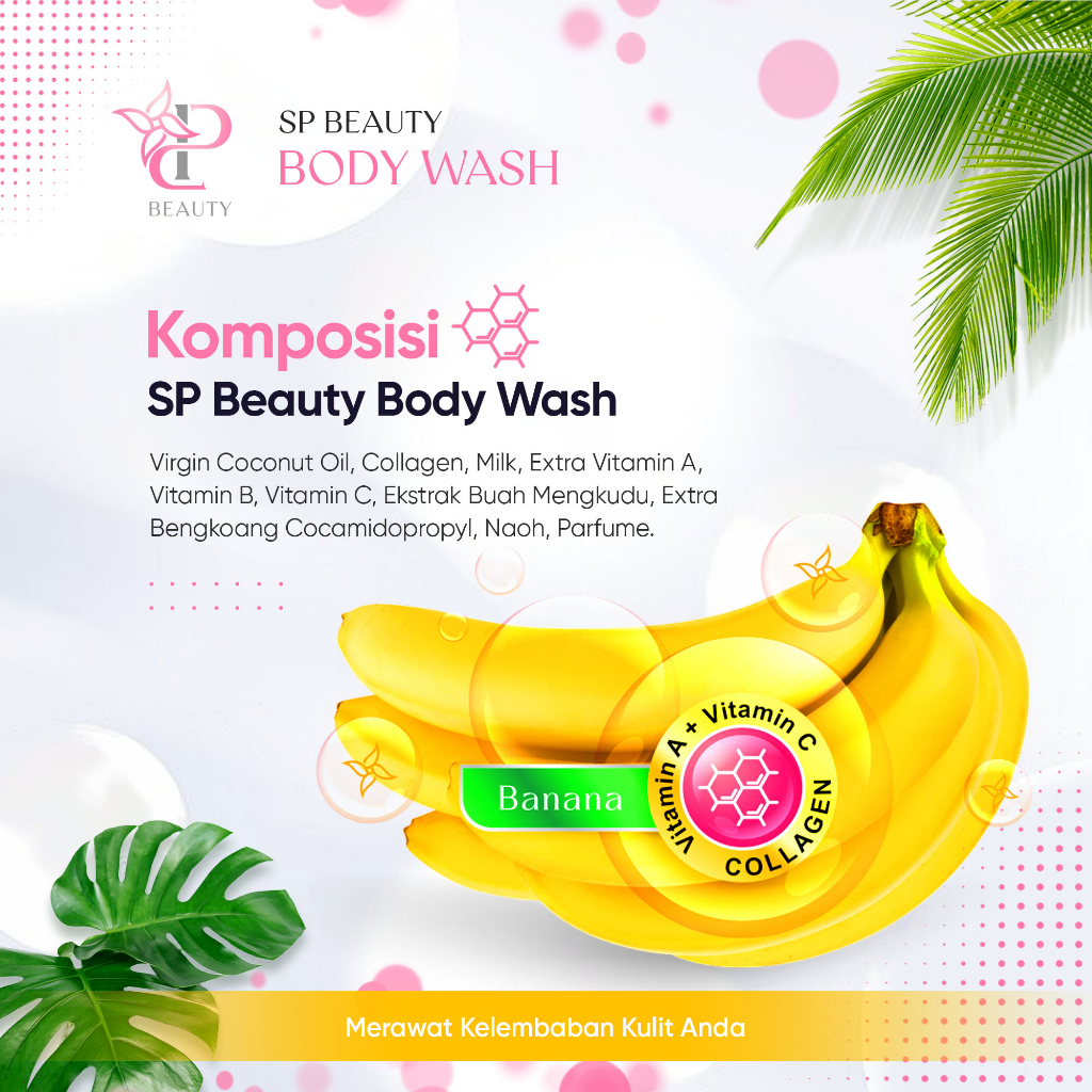 Sp Beauty Body Wash sabun cair herbal. Extra vitamin C. A &amp; Collagen. - Sabun mandi cair pemutih badan sabun cair pemutih .sabun cair herbal pisang