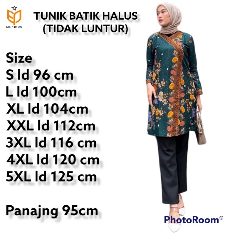 TUNIK BATIK JUMBO LD 120 LD 130 MODEL TERBARU 2023 ATASAN BATIK WANITA BIG SIZE BAJU BATIK KANTOR SI