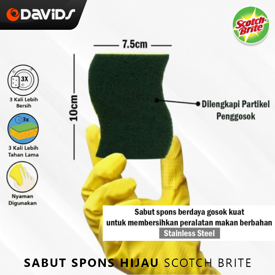 Sabut Cuci Piring Spons Sponge Sepon Busa Scotch Brite 3M Set 5 Pad