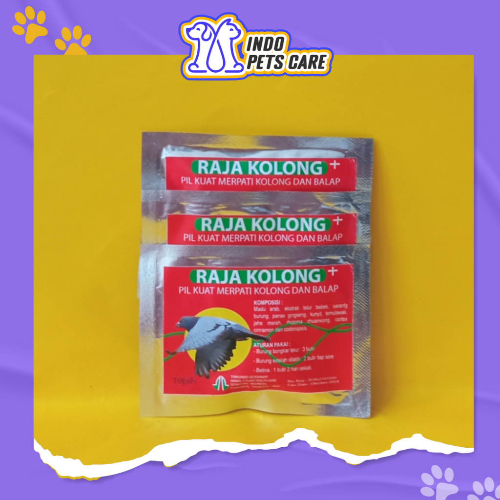 RAJA KOLONG 10KAPSUL - PIL VITAMIN BURUNG MERPATI BALAP & KOLONG, EXTRA TELUR BEBEK & MADU ARAB
