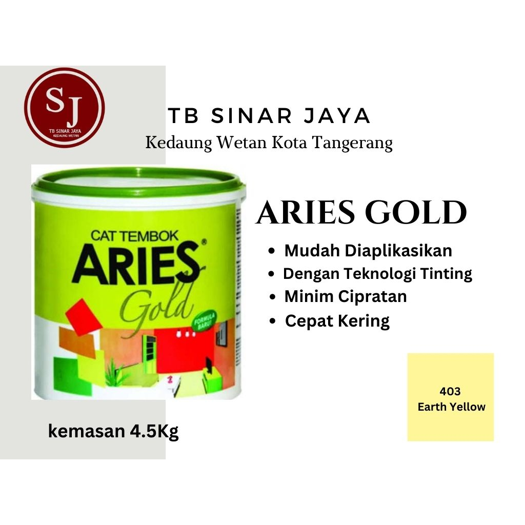 Aries Gold Galon 4.5kg Cat Tembok Dinding Plafon Interior - 403 Earth Yellow