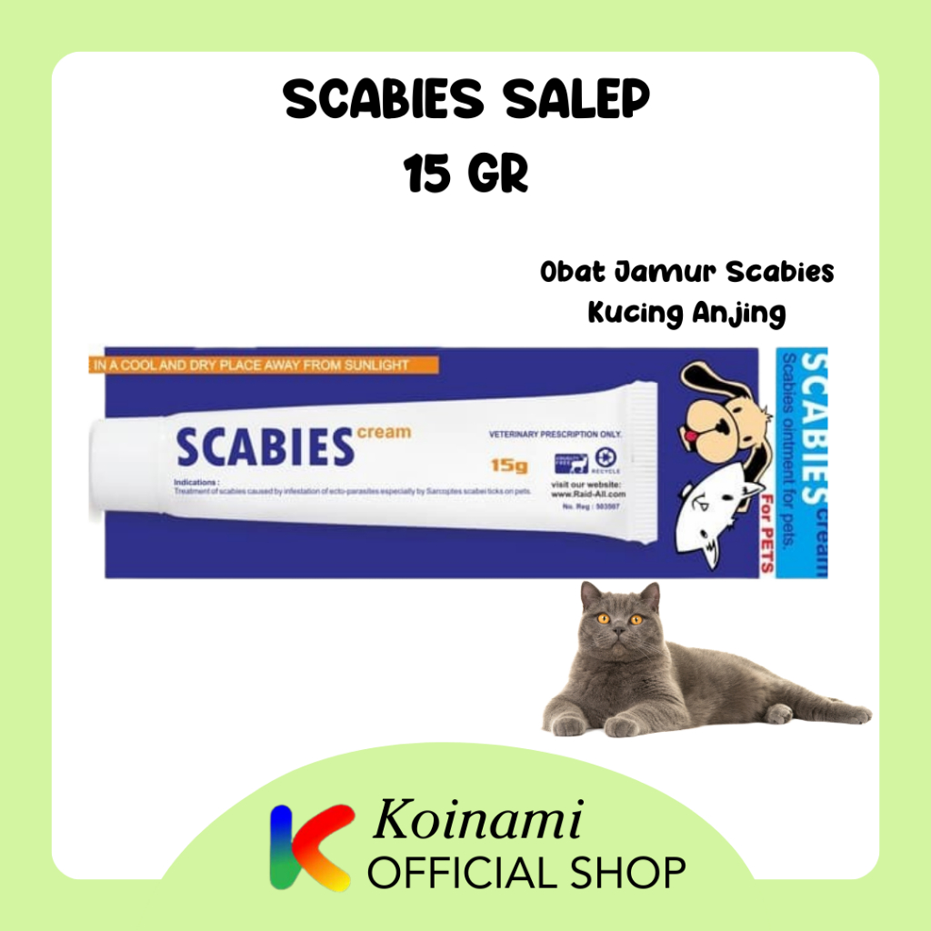 SCABIES SALEP 15 gram / obat jamur kucing anjing / gudig / koreng / parasit / hewan / raid all / luka