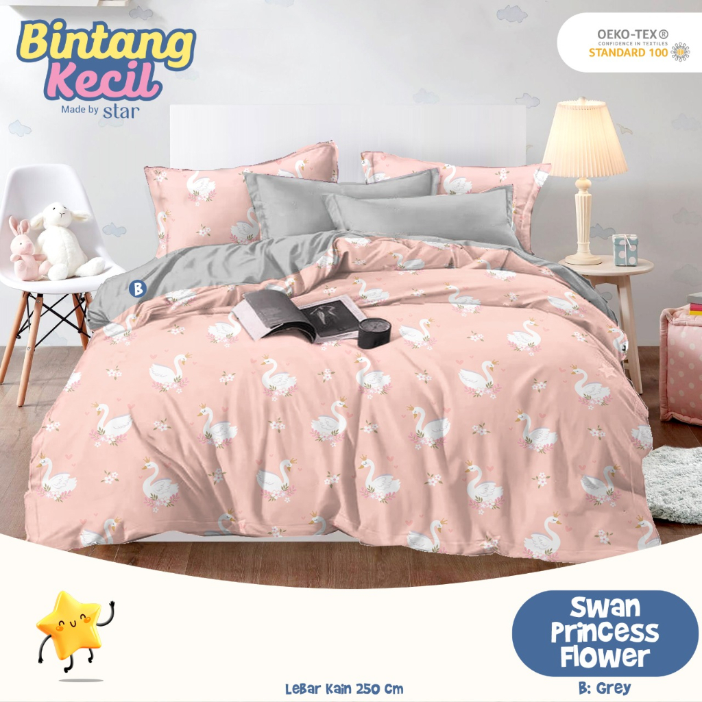 Sprei Anti Geser Bahan Katun Premium | FLAMINGO SWAN FLOWERS ABU &amp; SALEM | ukuran 90 100 120 160 180