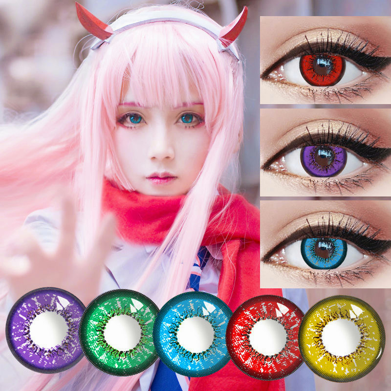 [✅COD] MYSTICEYES SOFTLENS COSPLAY CRAZY LENSA KONTAK WARNA LOVE WORDS COLOR CONTACT LENS 14.5MM (NORMAL)