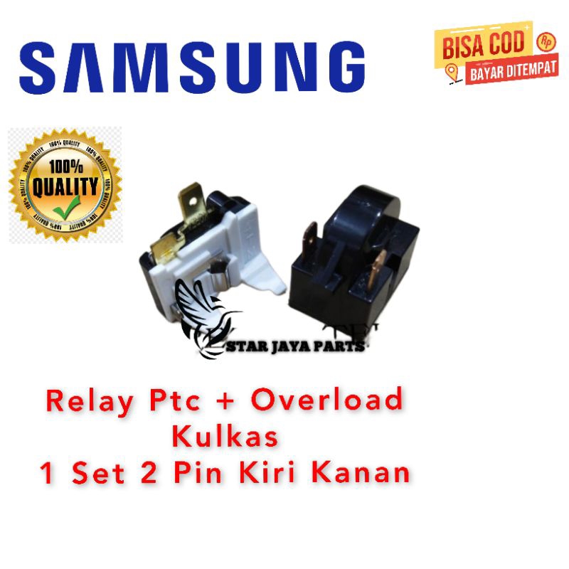 Relay ptc overload kulkas Samsung 2 pin kaki Kiri Kanan 1 dan 2 Pintu