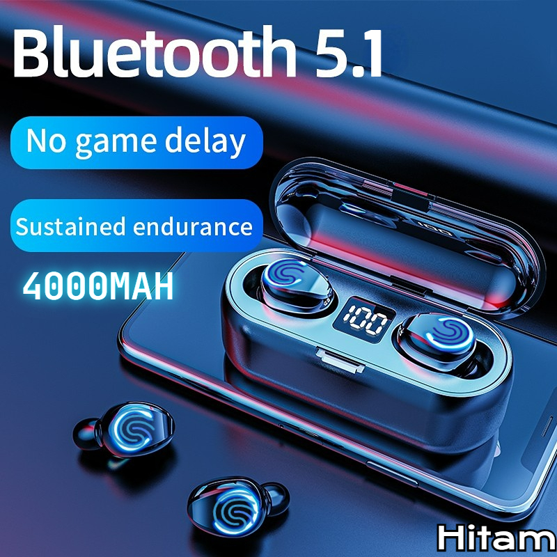 (COD) Upgrade Baru F9-8 Tampilan LED BT5.1 TWS Headset Bluetooth with Mic Sentuh 4000mAh Powerbank Olahraga Tahan Air Henset Bloetooth HiFi Stereo Wireless