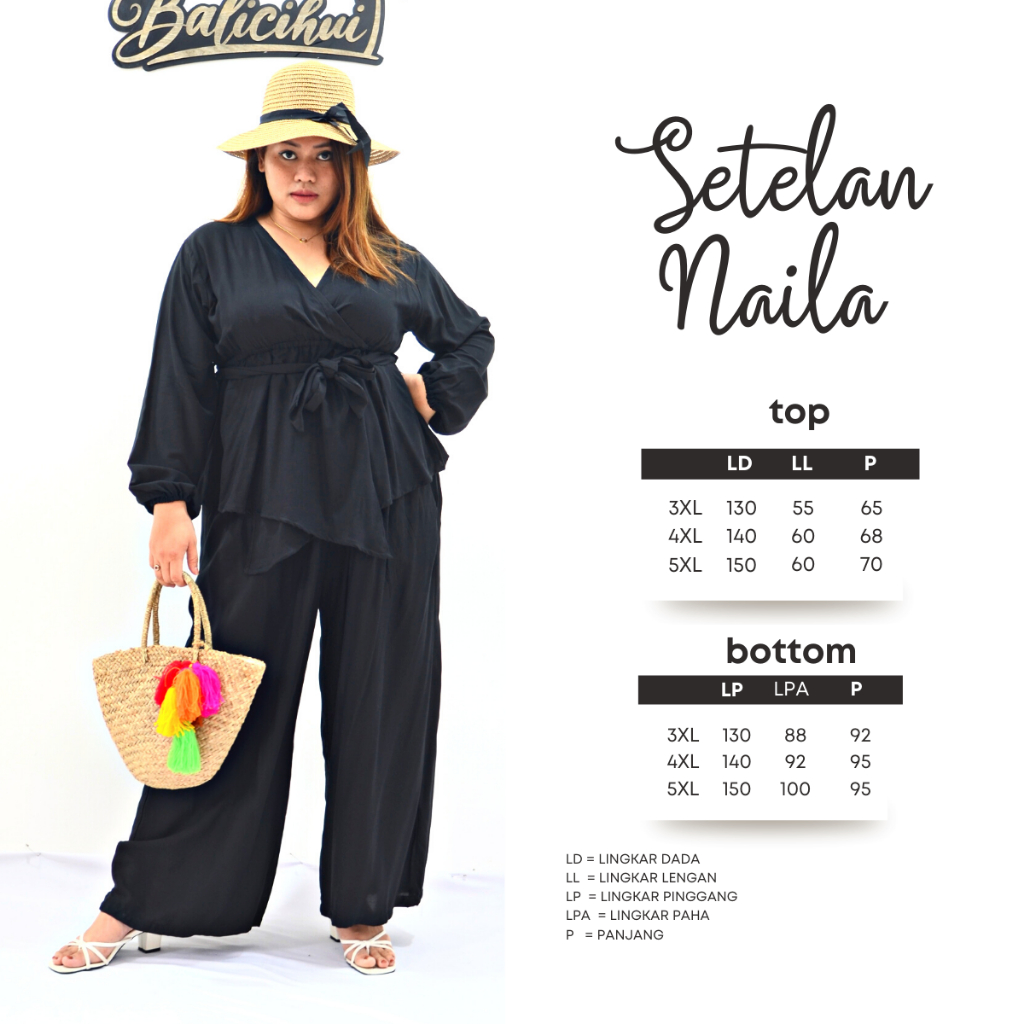 Balicihui One Set Naila Setelan Plus Size Big Size Jumbo Set Wanita