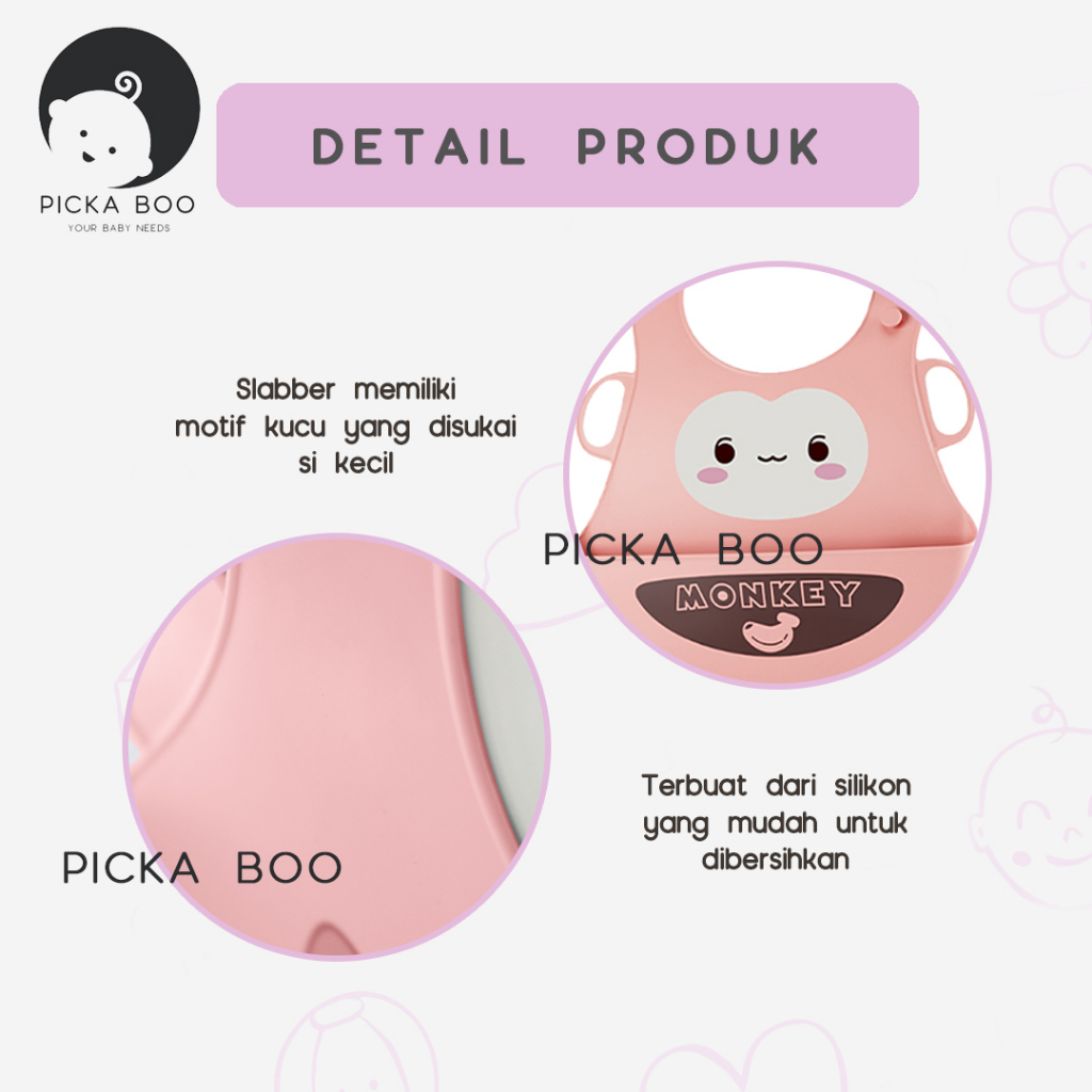 PICKA BOO  Celemek Makan Bayi Bahan Silikon BPA FREE