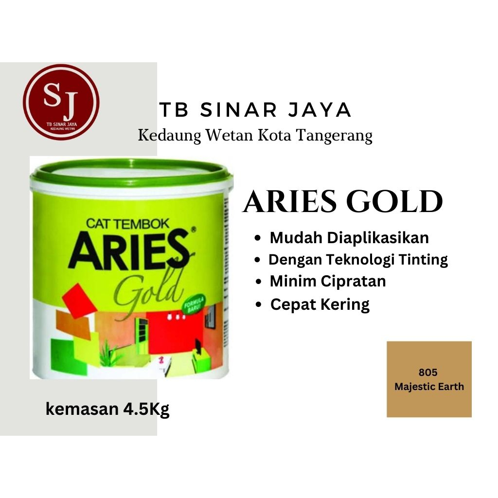 Aries Gold Galon 4.5Kg Cat Tembok Dinding Plafon Interior - 805 Majestic Earth