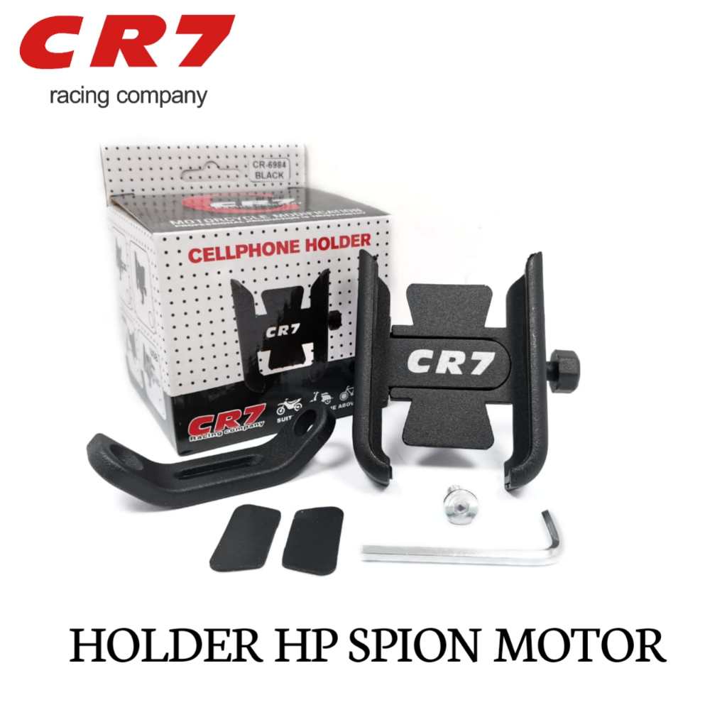 Phone Holder HP Motor Handphone Spion Sepeda Motor Stand Bracket Holder HP Motor Spion Bahan Besi CR7