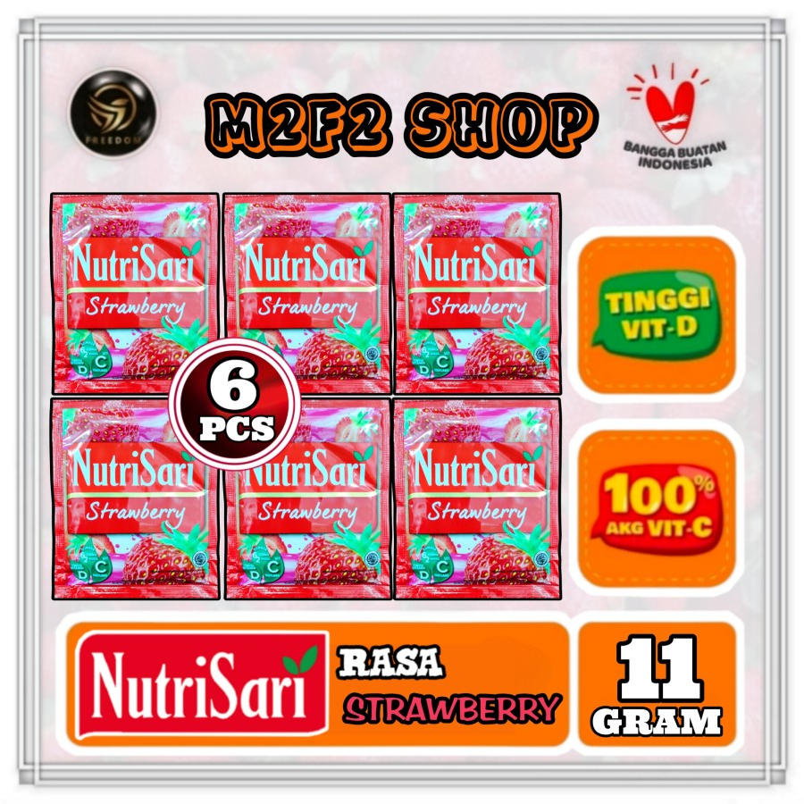 

NutriSari Minuman Serbuk Strawberry | Stroberi Sachet - 11 gr (Kemasan 6 Pcs)