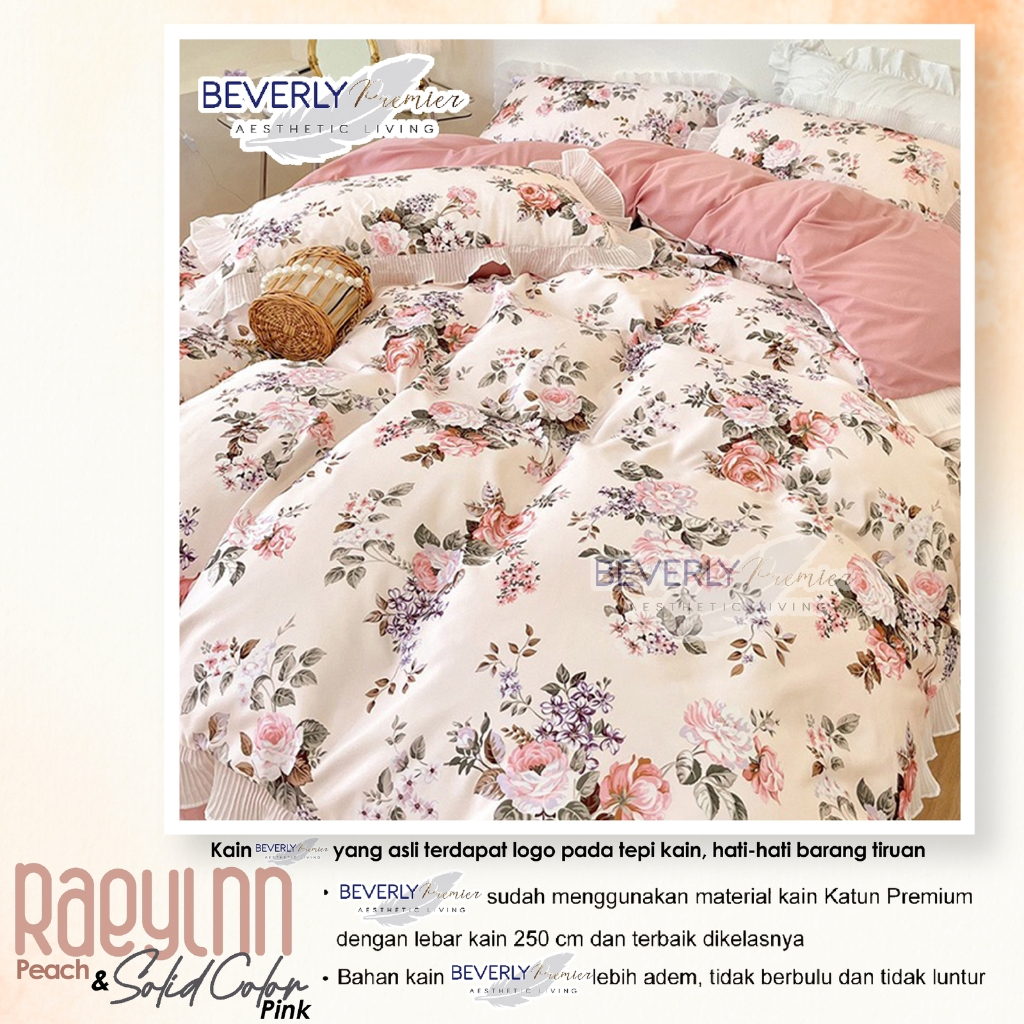 Sprei Anti Geser Bahan Premium Katun Lokal CVC | Adelia &amp; Raylnn bunga | ukuran 90 100 120 160 180x200