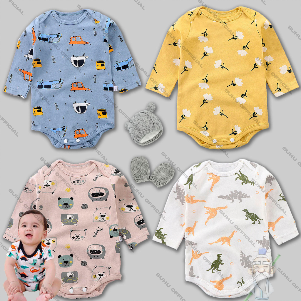 SUHU BABY Jumper Bayi Fashion / Jumpsuit Bayi / Baju Kodok Bayi Bahan Catton / Romper Bayi Anak Laki Laki Perempuan