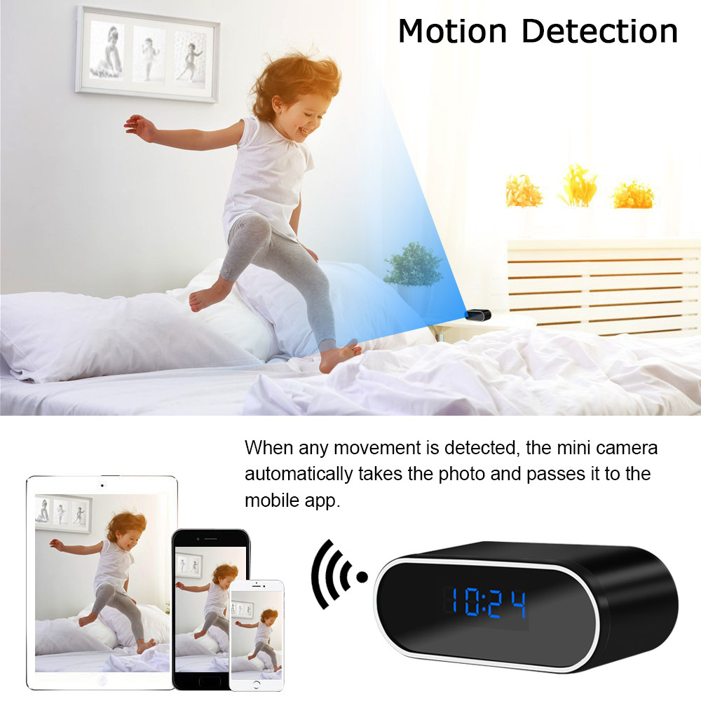 kamera pengintau SPY wifi Wireless IP Camera CCTV Jam Meja 1080P Sensor gerak Android JS21