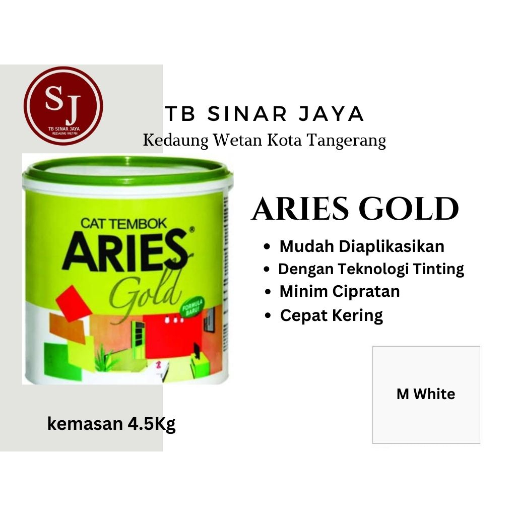 Aries Gold Galon 4.5Kg Cat Tembok Dinding Plafon Interior -M White