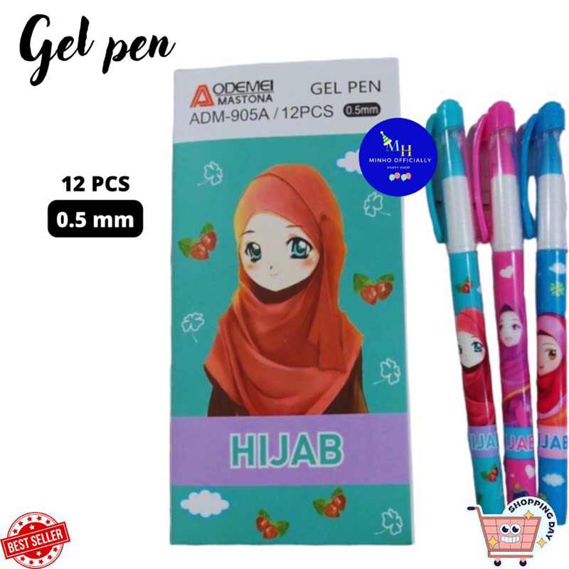

Pulpen Gel Pen Hijab lancip pen 0.5mm -(isi 12pcs)