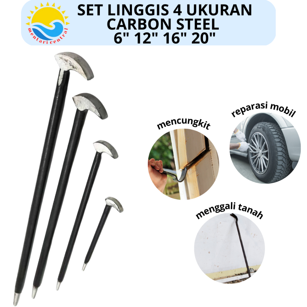 KUBUT  6 inchi 12 inchi 16 inchi 20 inchi  Panjang / Linggis Toge Kuat Termurah Pry Bar Heavy Duty