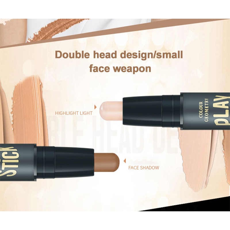 LAMEILA CONTOURING FACE STICK DUO - Colour Geometry Concealer Contour Make Up Stick Murah