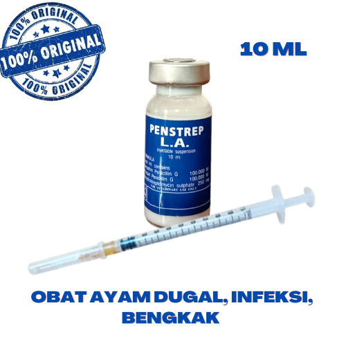 PENSTREP L. A. (10 ML) + spuit 1 ml - Obat ayam Anti Dugal Bengkak Infeksi Luka Ayam