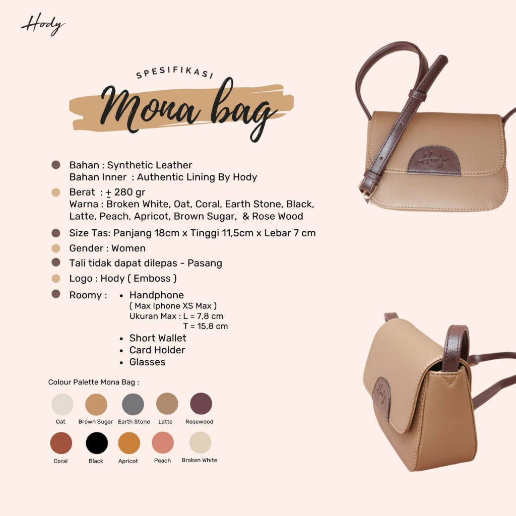 Tas Wanita Selempang HODY Mona Bag Coral Sling Bag Slempang Premium