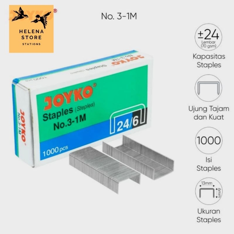 

HELENA - Isi Staples Joyko No. 3 - 1 M Isi 1000 pcs Isi Stapler Staples Murah