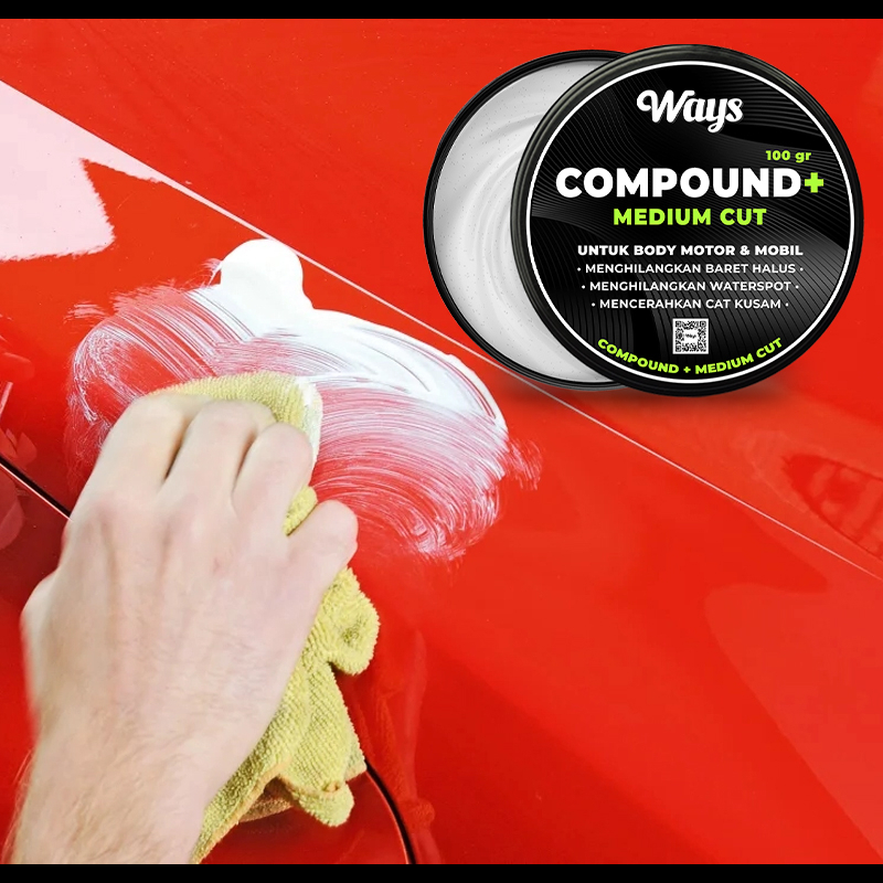 A047 | WAYS Premium Compound Plus + FREE SPONGE APPLICATOR / Kompon Poles Penghilang Baret Lecet Body Kendaraan Mobil Motor Helm