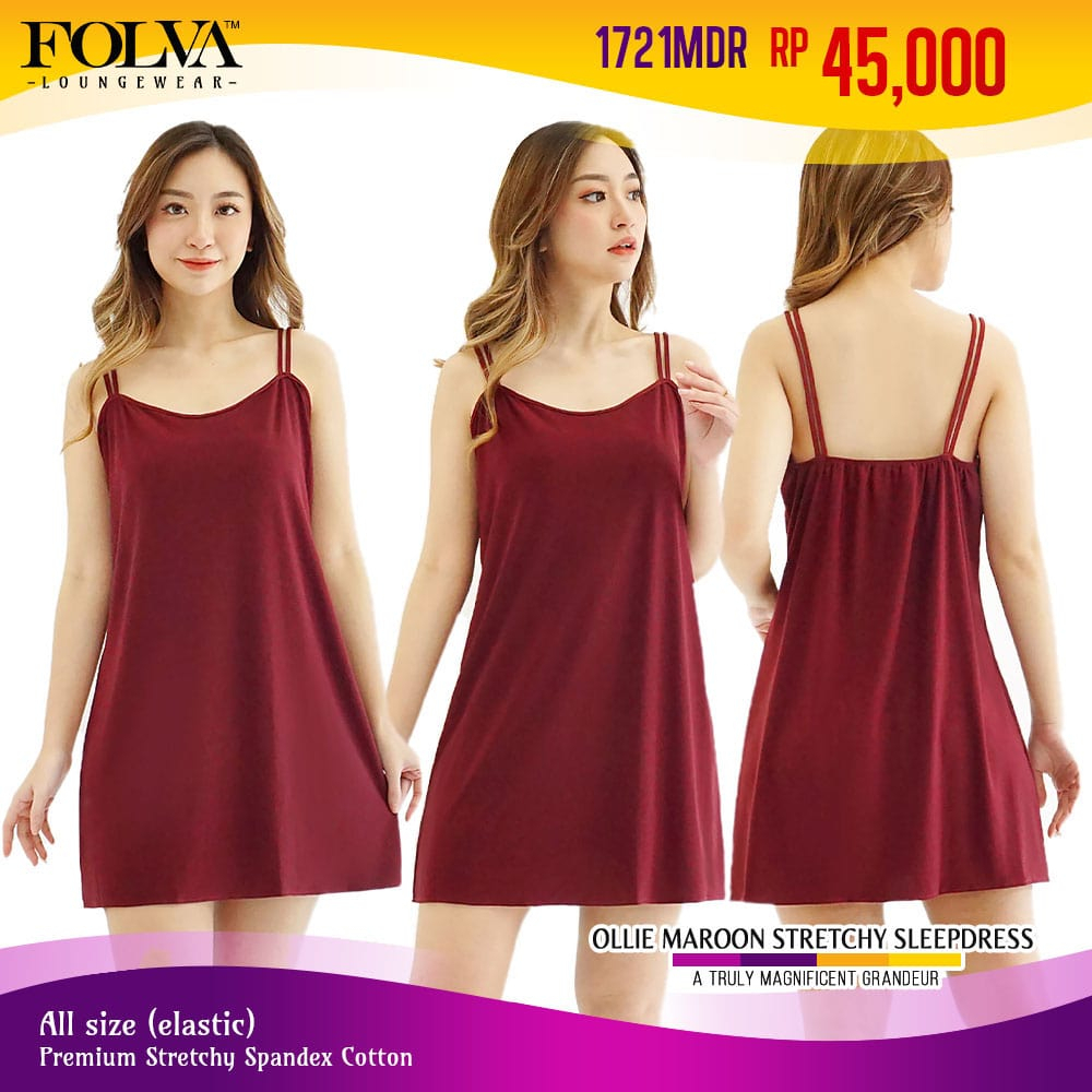 FOLVA Tanktop Dress Baju Tidur Wanita Spandex melar