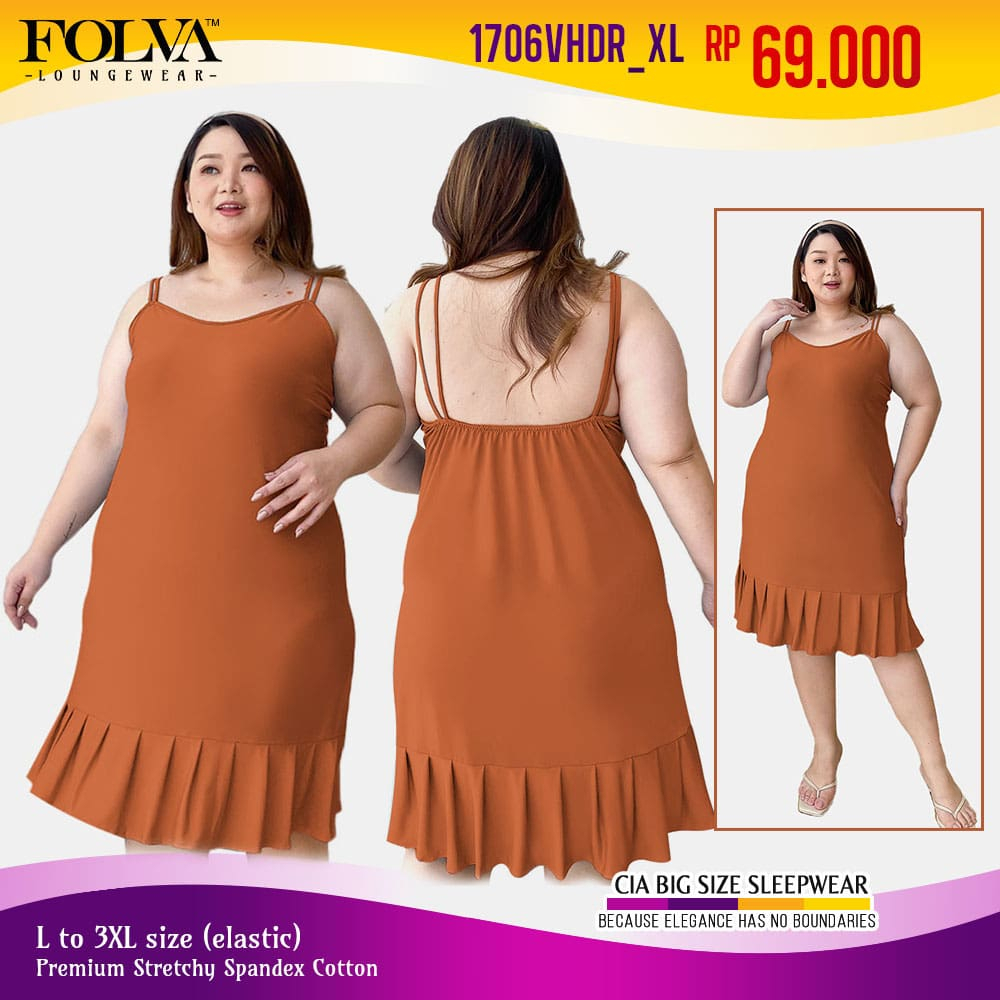 FOLVA tanktop dress panjang baju tidur spandex melar big size XL jumbo