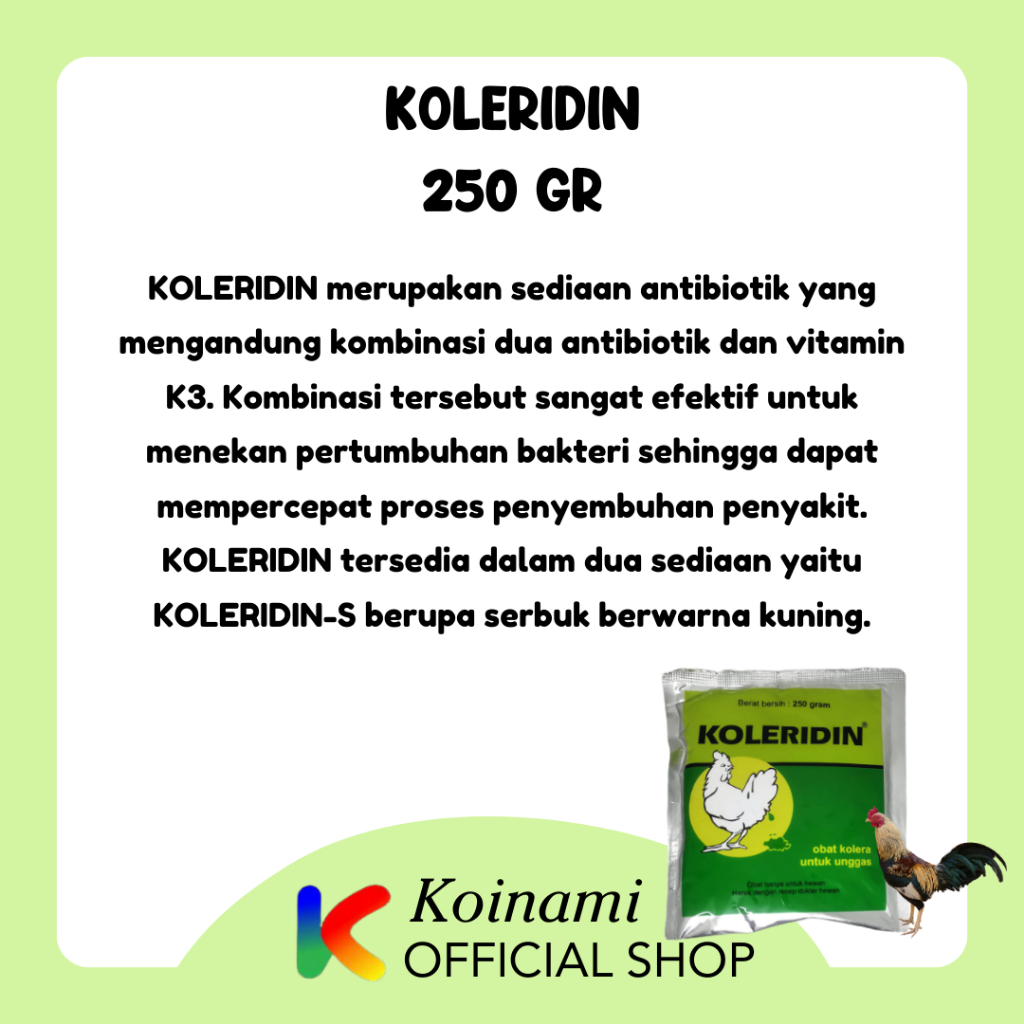 KOLERIDIN 250 gram / OBAT KOLERA UNTUK UNGGAS / AYAM BEBEK ITIK / MEDION