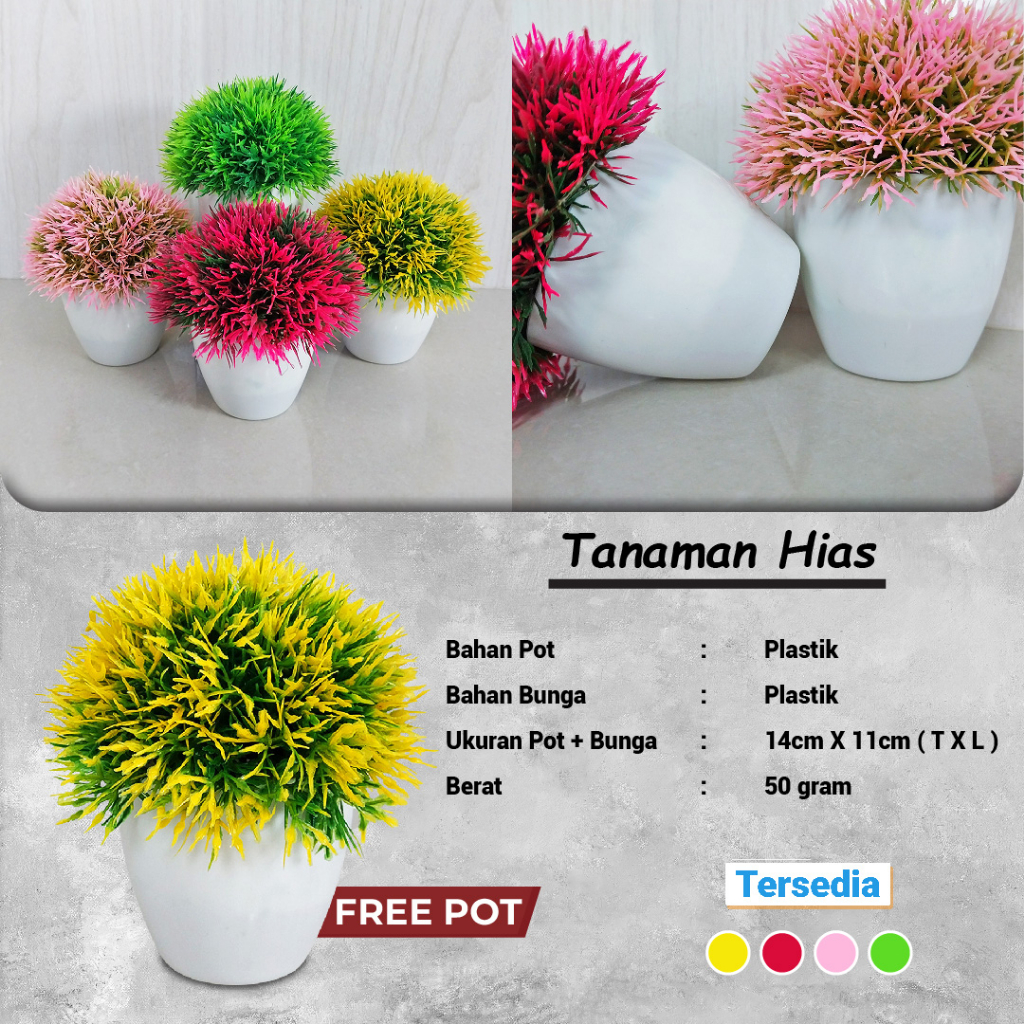 Satu7an PBP33 Tanaman Bunga Plastik Pot Tanaman Hias Bunga Bonsai Stargrass Ornamen Pajangan Dekorasi Rumah Artificial