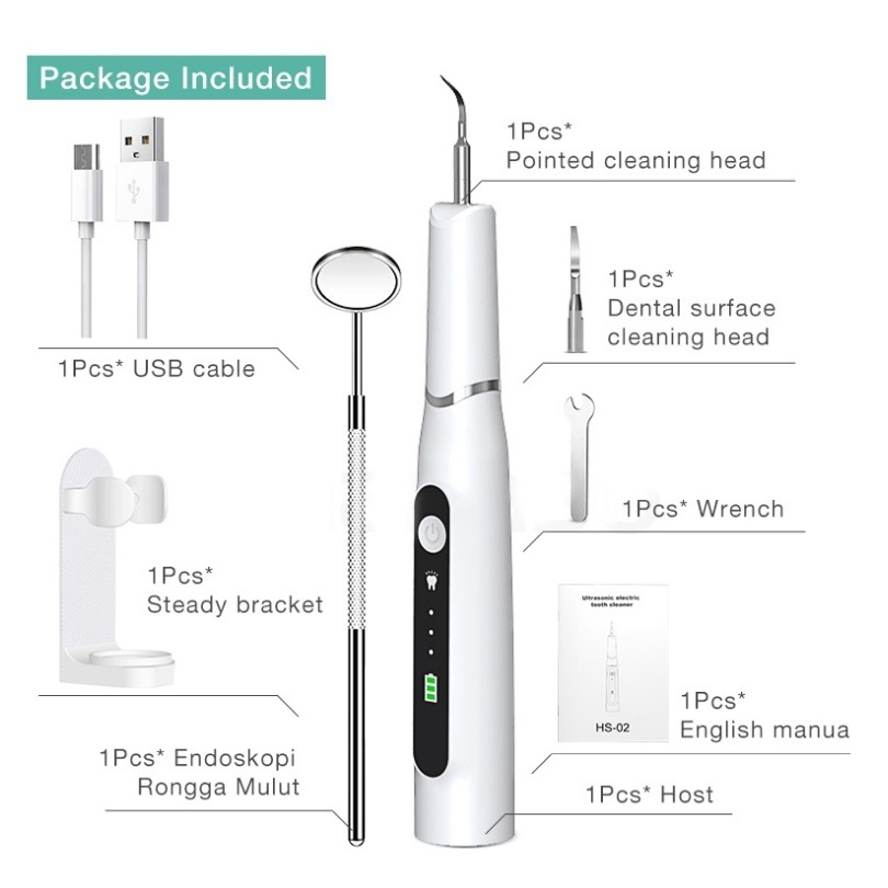 Alat Pembersih Karang Gigi Dental Scaling Sonic Elektrik 1 Set 3 Modes Perawatan Dan Pembersih Karang Gigi Dental Remover With Light