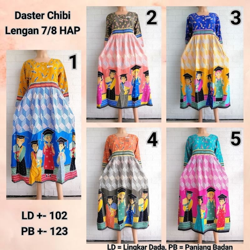 DASTER CHIBI LENGAN 7/8 HAP RAYON ADEM BUSUI FRIENDLY MOTIF 6HT + TOGA