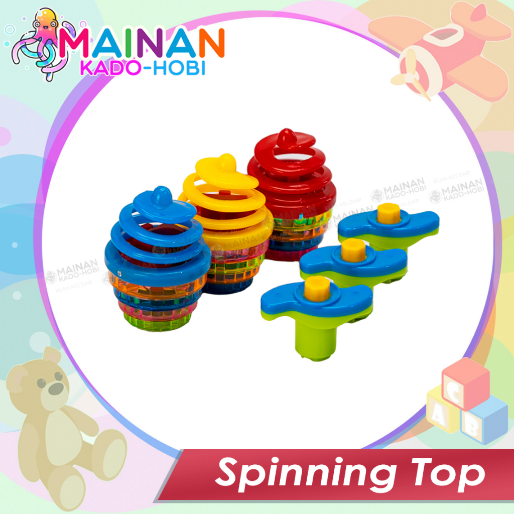 MAINAN SENSORIK ANAK PRESS SPINNING TOP GANGSING SPIRAL LAMPU MUSIK LED