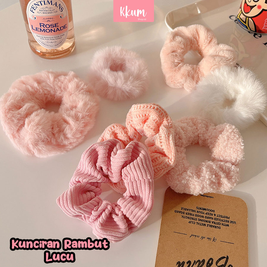 Scrunchie korea aesthetic cute/ Kunciran rambut import bulu