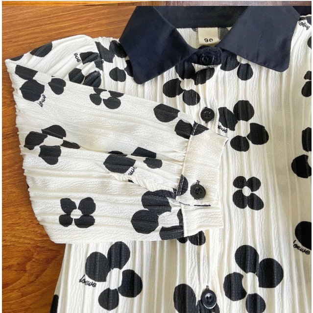 SETELAN ANAK CEWEK CELANA IMPORT - BAJU SETELAN CREAM BUNGA HITAM