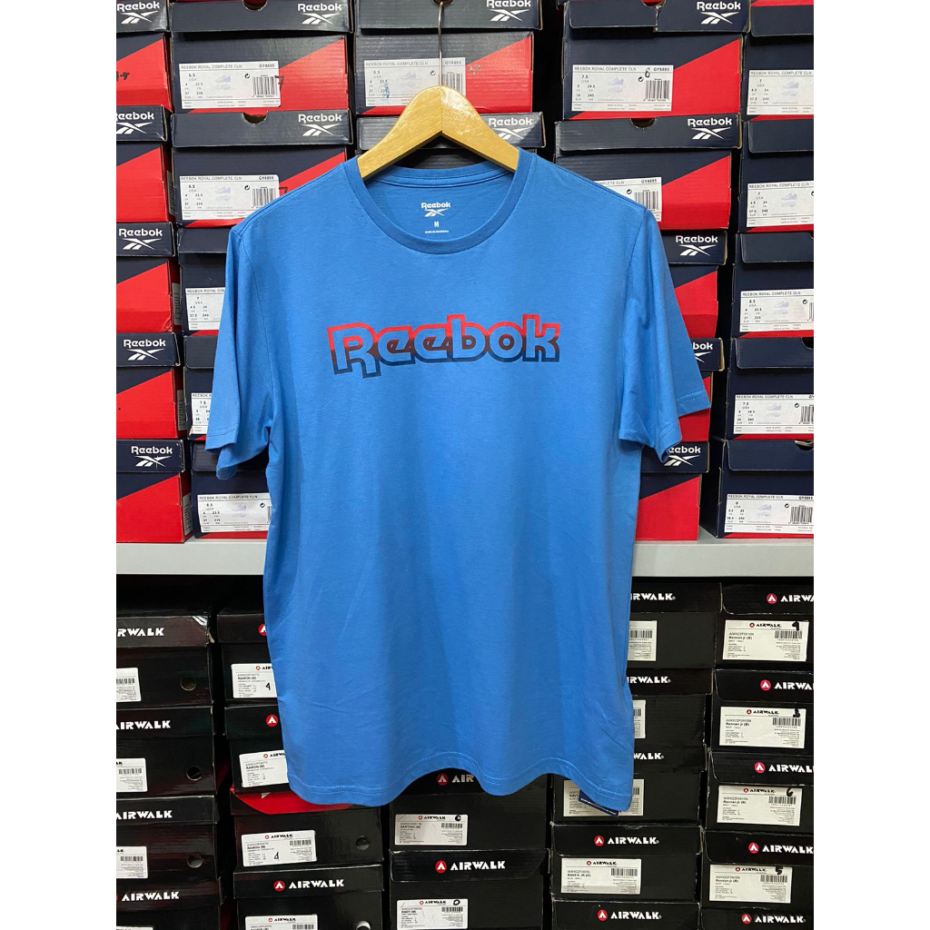 Reebok Basic Men Graphic Tee Blue REEX2MT401BL Kaos Pria Original