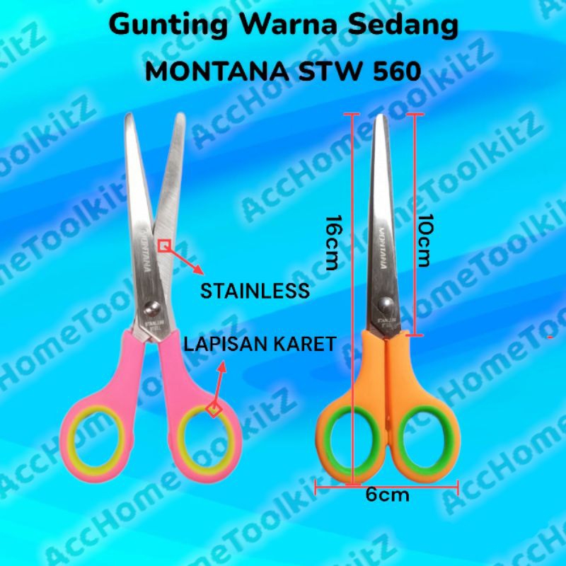 Gunting Kertas Sebaguna Scissors Original Gunting Warna Stainless Steel Renteng 12 pcs Ukuran Kecil GS-03 Sedang Tanggung 560 Besar 580 montana Jansen Rentengan 12pcs