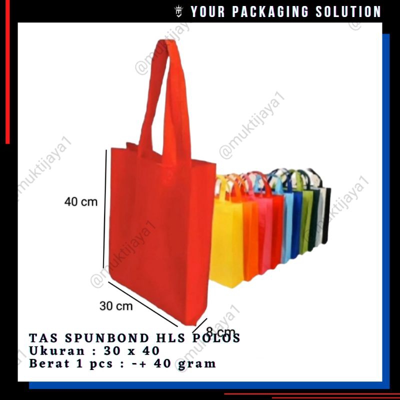 

1 LUSIN (12pcs) • TAS KAIN 30x40cm HLS POLOS • Spunbond ll Goodie Bag ll Tas Kain ll Tas Kado ll Tas Berkat