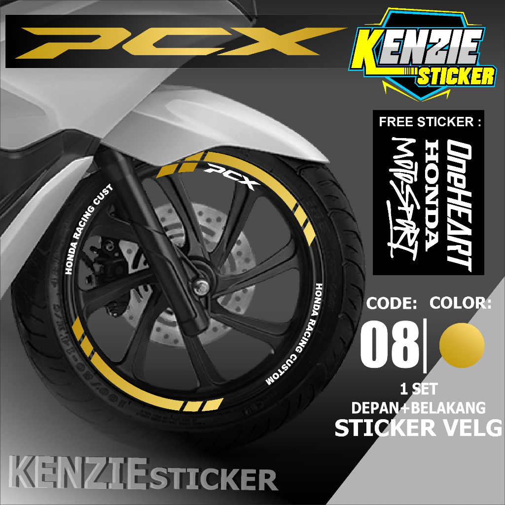 Aksesoris Motor Stiker Cutting Sticker List Velg Honda PCX 160 PCX 150 Lis Pelek Velk Variasi Set De