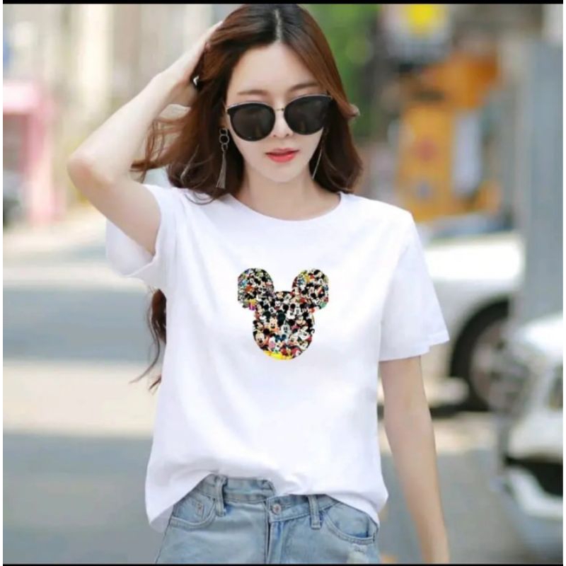 Kaos Atasan Wanita Gambar Micky Mouse (Ld 43-49 , P 58-64)