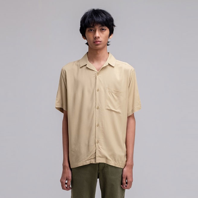 Greenlight Kemeja Hawaiian Polos Lengan Pendek Cuban Open Collar Shirt Basic 190323