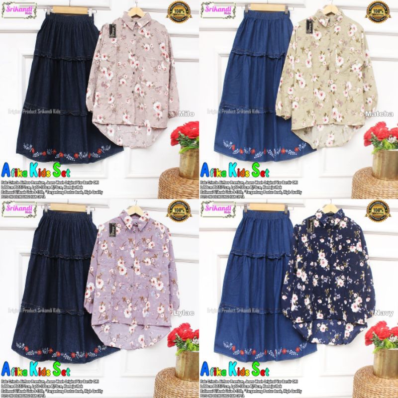 Baju Anak Perempuan Afika Kids Set Kemeja dan Rok