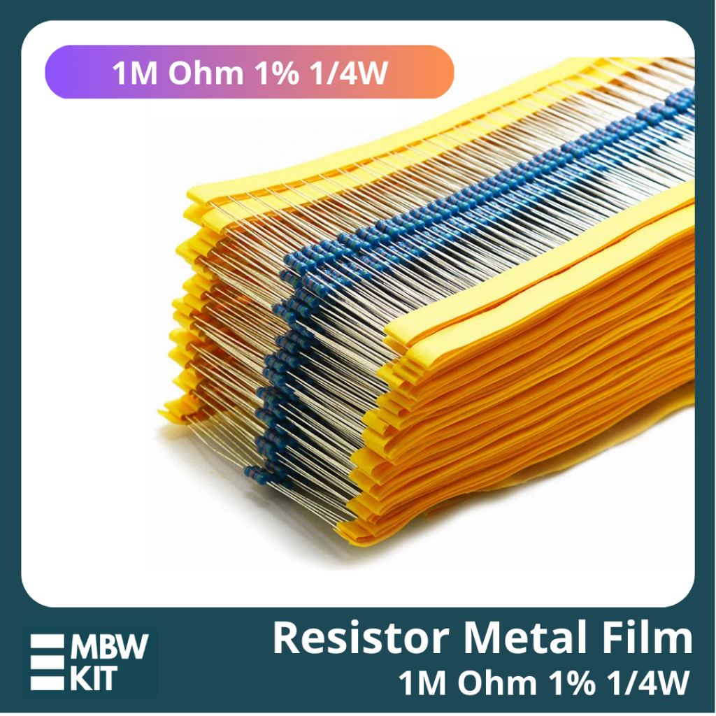 10Pcs 1M ohm Resistor Metal Film 1% 1/4W