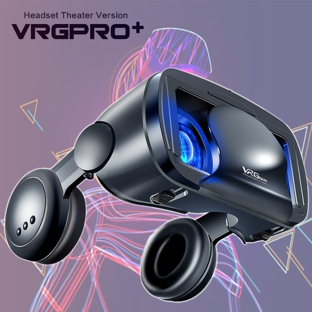 VRG VR Box 3D Virtual Reality Glasses with Headphone - VRGPRO+ - Black