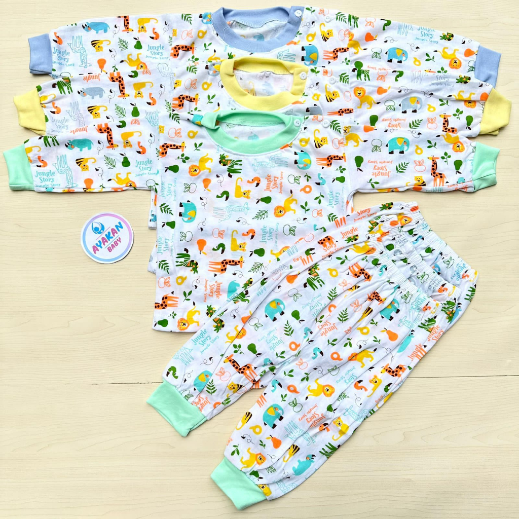 AYAKAN BABY - Setelan Baju Bayi Oblong Panjang Baju Piyama Bayi Baju Tidur Bayi Baju Bayi Celana Bayi 3-12bln