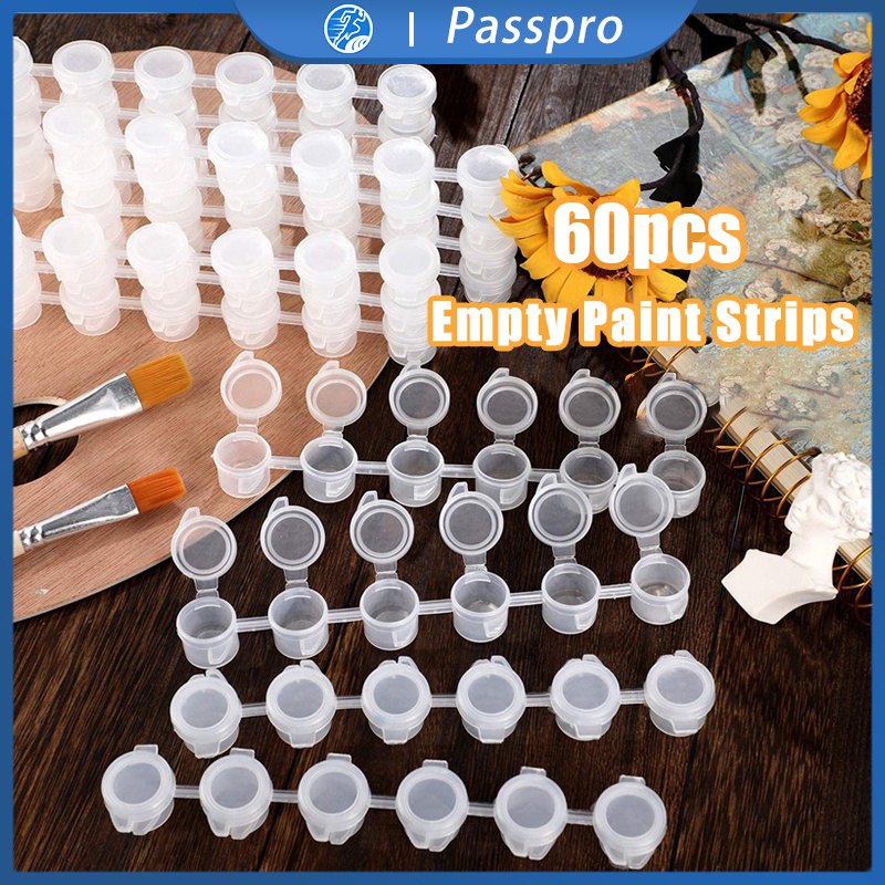 

60pcs Pot Cat Plastik Renteng 6x3ml Empty Paint Strips Tabung Tempat Cat Paint Pot Cat Mini Empty Paint Cup